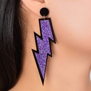 90s Saved By The Bell Lightning Bolt Earrings Purple